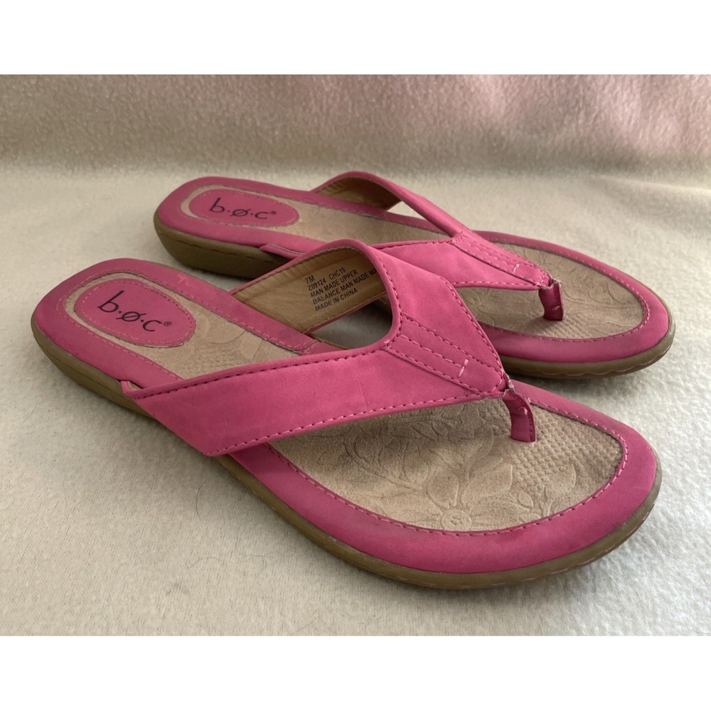 B.O.C Born Women's Flip Flops Sz 7 Fushia Pink Flip Flops Thong Sandals Beach